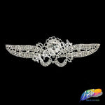 Silver Crystal Rhinestone Motif Applique on Metal Settings, YH-251