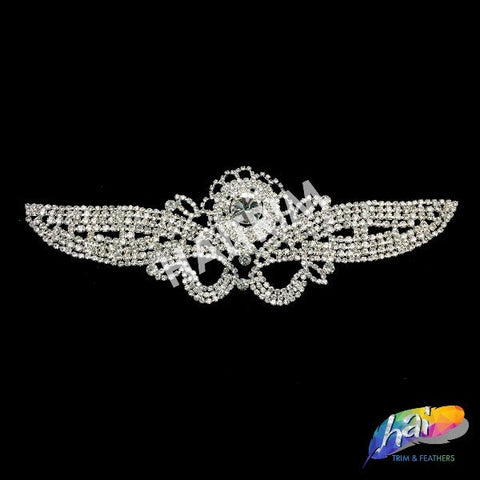 Silver Crystal Rhinestone Motif Applique on Metal Settings, YH-251