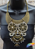 Vintage Gold Tribal Collar Necklace, NEK-039