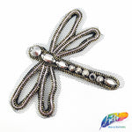 Dragonfly Beaded Rhinestone Indian Applique on Mesh, BA-099
