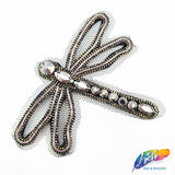 Dragonfly Beaded Rhinestone Indian Applique on Mesh, BA-099