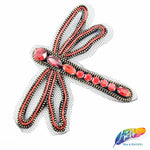 Dragonfly Beaded Rhinestone Indian Applique on Mesh, BA-099