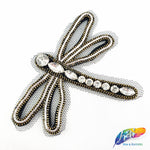 Dragonfly Beaded Rhinestone Indian Applique on Mesh, BA-099