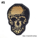 Gold Metallic Skull Sequins Applique, EMBA-016