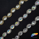 SALE! 5/8" Wavy Oval Plastic Rhinestone Stud Trim, PST-042