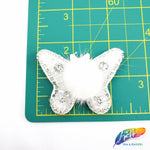 Butterfly Beaded Rhinestone Patch Applique with Fur, BA-123