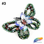 Green AB Butterfly Beaded Rhinestone Patch Applique, BA-084