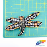 Black Diamond/Topaz Insect Beaded Rhinestone Patch Applique, BA-102