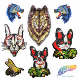 Deer Embroidered Sequins Applique with Fur, EMBA-002