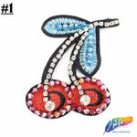 Cherry Beaded Rhinestone Fruit Patch Applique, BA-078