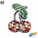 Cherry Beaded Rhinestone Fruit Patch Applique, BA-085