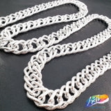 3/4" Double Layered Silver Diamond Curb Chain, CH-123
