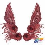Embroidered Flower Applique with Glitter (Sold by Pair) LAP-44