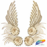 Embroidered Flower Applique with Glitter (Sold by Pair) LAP-44