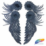 Embroidered Flower Applique with Glitter (Sold by Pair) LAP-44