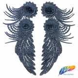 Embroidered Flower Applique with Glitter (Sold by Pair) LAP-44