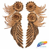 Embroidered Flower Applique with Glitter (Sold by Pair) LAP-44