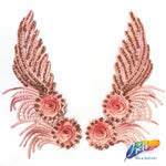 Embroidered Flower Applique with Glitter (Sold by Pair) LAP-44