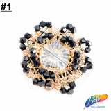 Gold/Black Motif Beaded Rhinestone Applique on Felt, BA-068