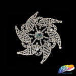 Silver Crystal Pinwheel Rhinestone Applique on Metal Setting, YH-071