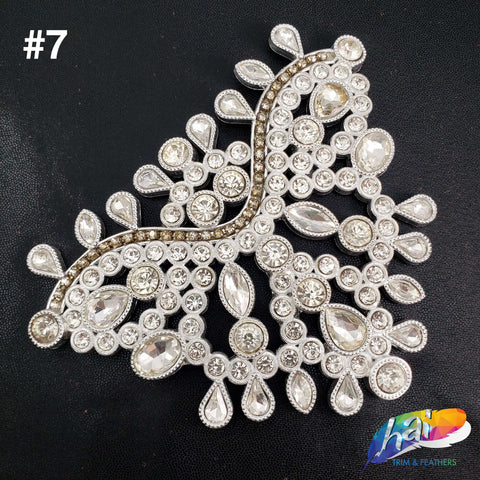 Silver Crystal Plastic Resin Applique, NAS-016