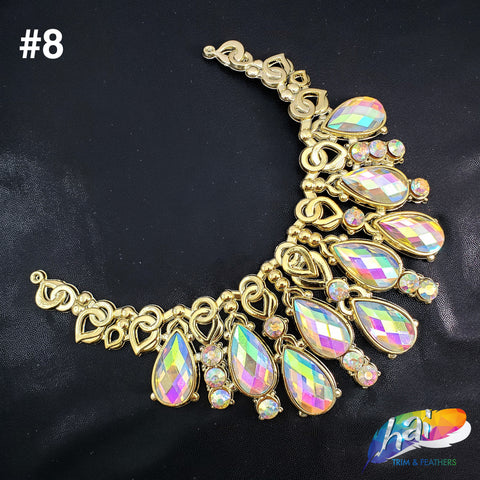 Gold AB Plastic Resin Applique Necklace, NAS-017