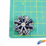 Navy Blue Crystal Flower Beaded Rhinestone Applique, BA-118