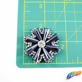 Navy Blue Crystal Flower Beaded Rhinestone Applique, BA-118