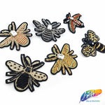 Black/Gold Beaded Rhinestone Insect Patch Applique, BA-072