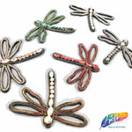 Dragonfly Beaded Rhinestone Indian Applique on Mesh, BA-099