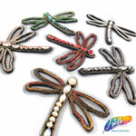 Dragonfly Beaded Rhinestone Indian Applique on Mesh, BA-099