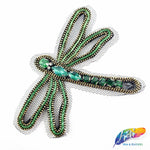 Dragonfly Beaded Rhinestone Indian Applique on Mesh, BA-099
