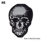 Silver Metallic Skull Sequins Applique, EMBA-016