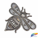 Beaded Rhinestone Insect Applique w/ Black Mesh, BA-135