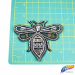 Beaded Rhinestone Insect Applique w/ Black Mesh, BA-135
