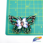 Green AB Butterfly Beaded Rhinestone Patch Applique, BA-084