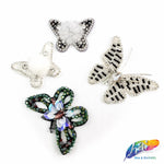 Black/Crystal Buttefly Beaded Rhinestone Patch Applique, BA-071