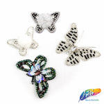 Green AB Butterfly Beaded Rhinestone Patch Applique, BA-084