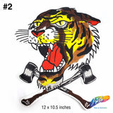Tiger with Crossed Axes Embroidered Applique, EMBA-010