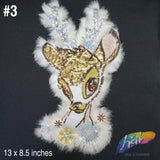 Bambi (Deer) Embroidered Sequins Applique with Fur, EMBA-003