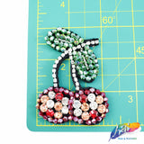 Cherry Beaded Rhinestone Fruit Patch Applique, BA-085