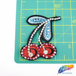 Cherry Beaded Rhinestone Fruit Patch Applique, BA-078