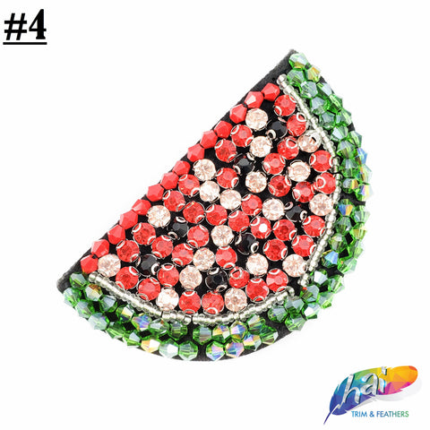 Watermelon Beaded Rhinestone Fruit Patch Applique, BA-109