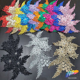 Embroidered Flower Applique with Glitter and Rhinestones, LAP-43