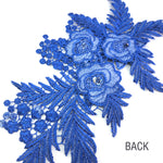 Embroidered Flower Applique with Glitter and Rhinestones, LAP-43