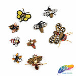 Gold/Red Beaded Rhinestone Insect Patch Applique, BA-090