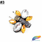 Clear/Yellow Beaded Rhinestone Insect Patch Applique, BA-088