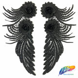 Embroidered Flower Applique with Glitter (Sold by Pair) LAP-44