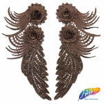 Embroidered Flower Applique with Glitter (Sold by Pair) LAP-44