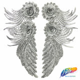 Embroidered Flower Applique with Glitter (Sold by Pair) LAP-44